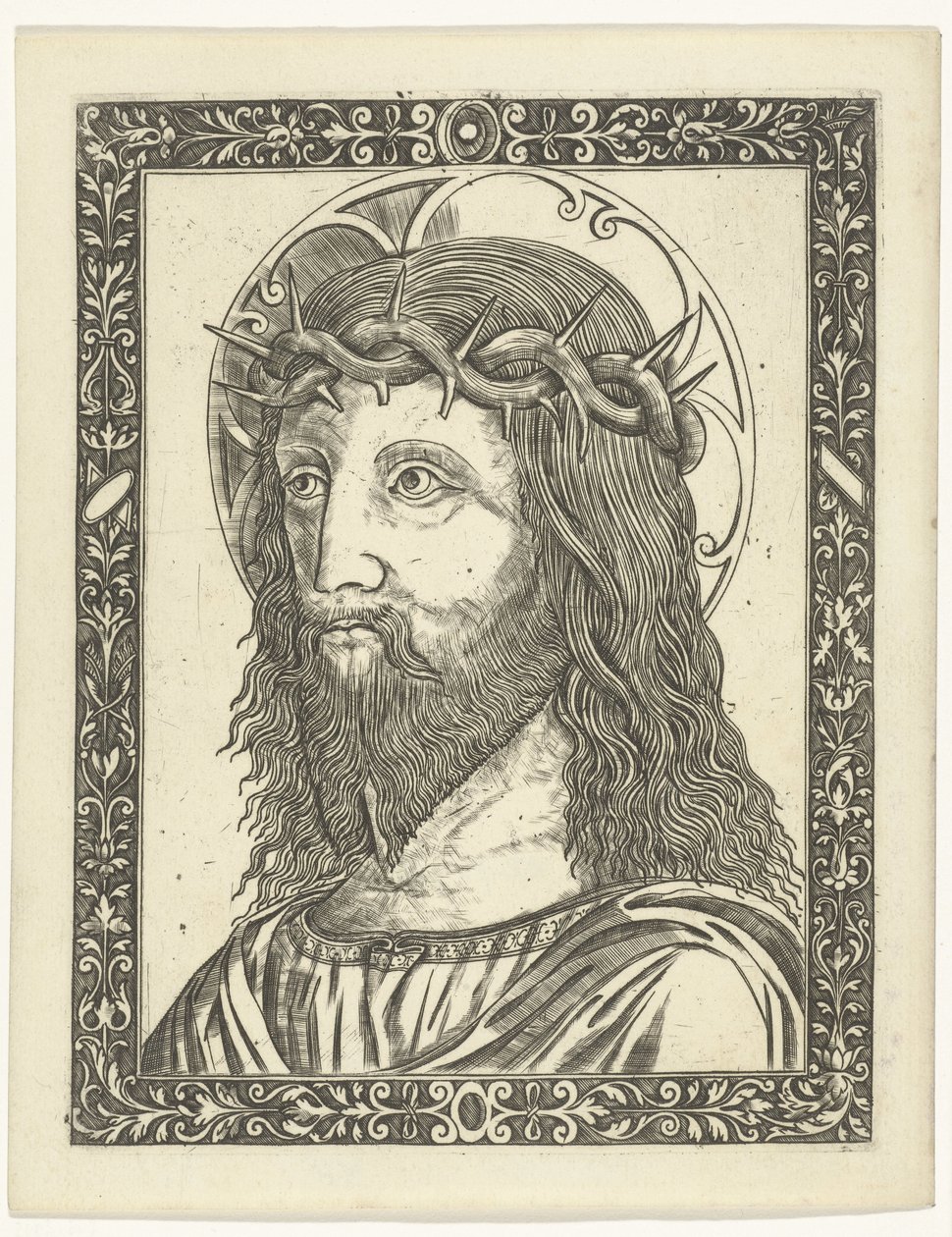 Head of Christ with Crown of Thorns in a Frame by Giampietrino Birago (attributed to)