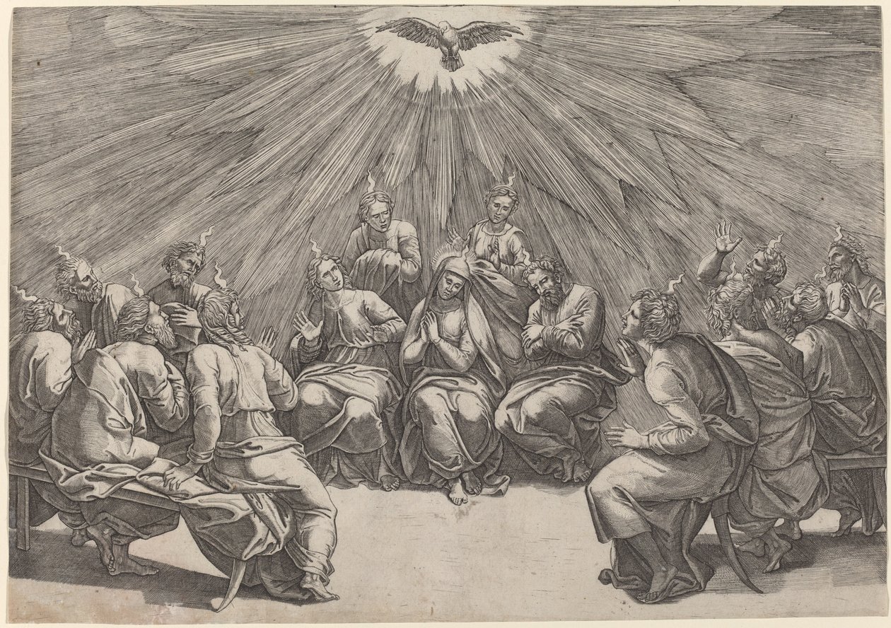 Pentecost by Gian Jacopo Caraglio after Raphael