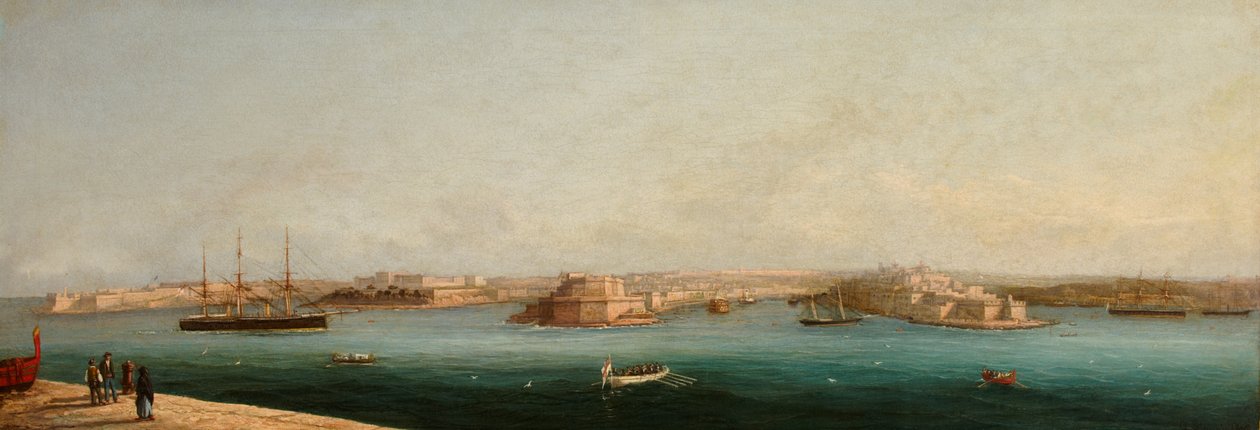 Grand Harbour and Three Cities from the Quayside of Valletta, 1869 by Giancinto Gianni