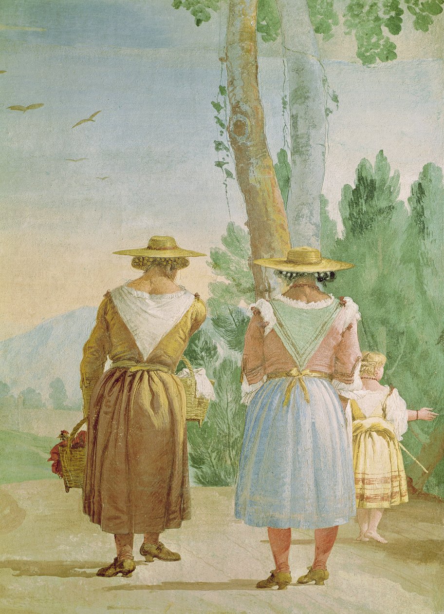Two Peasant Women and a Child Seen from Behind, from the 