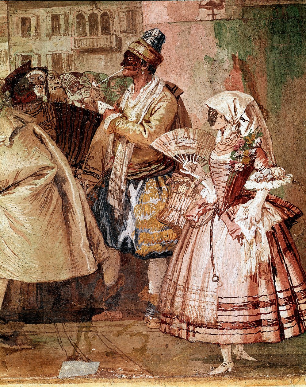 Venetian Masks (detail) by Giandomenico  Tiepolo