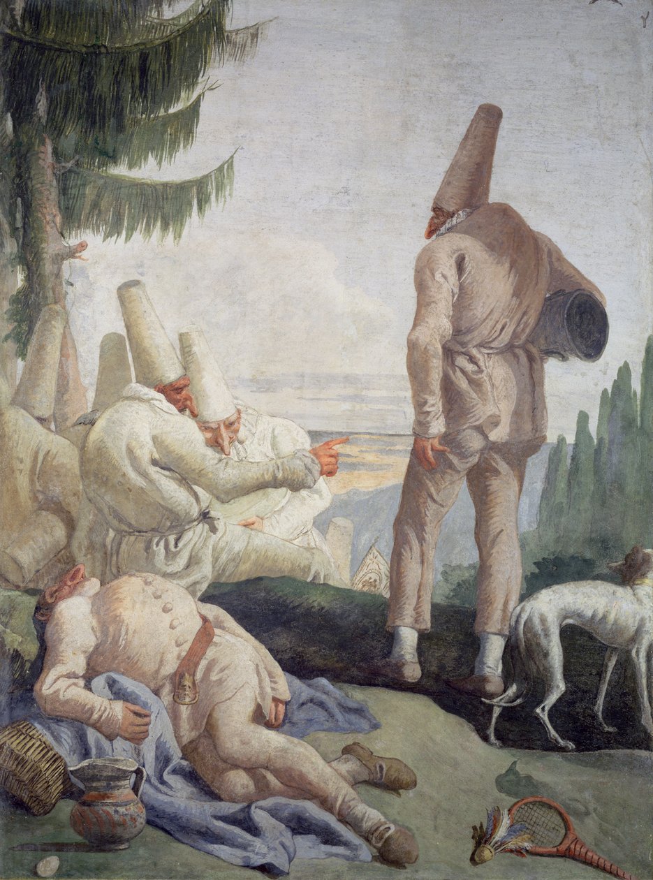 Pulcinella on Holiday by Giovanni Domenico Tiepolo