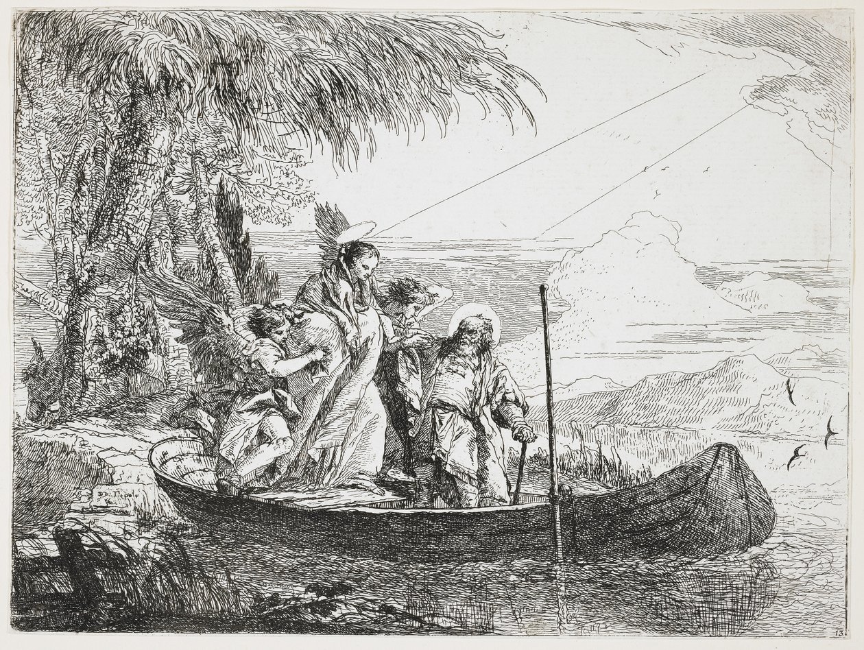 The Holy Family Entering the Boat from The Flight into Egypt by Giovanni Domenico Tiepolo