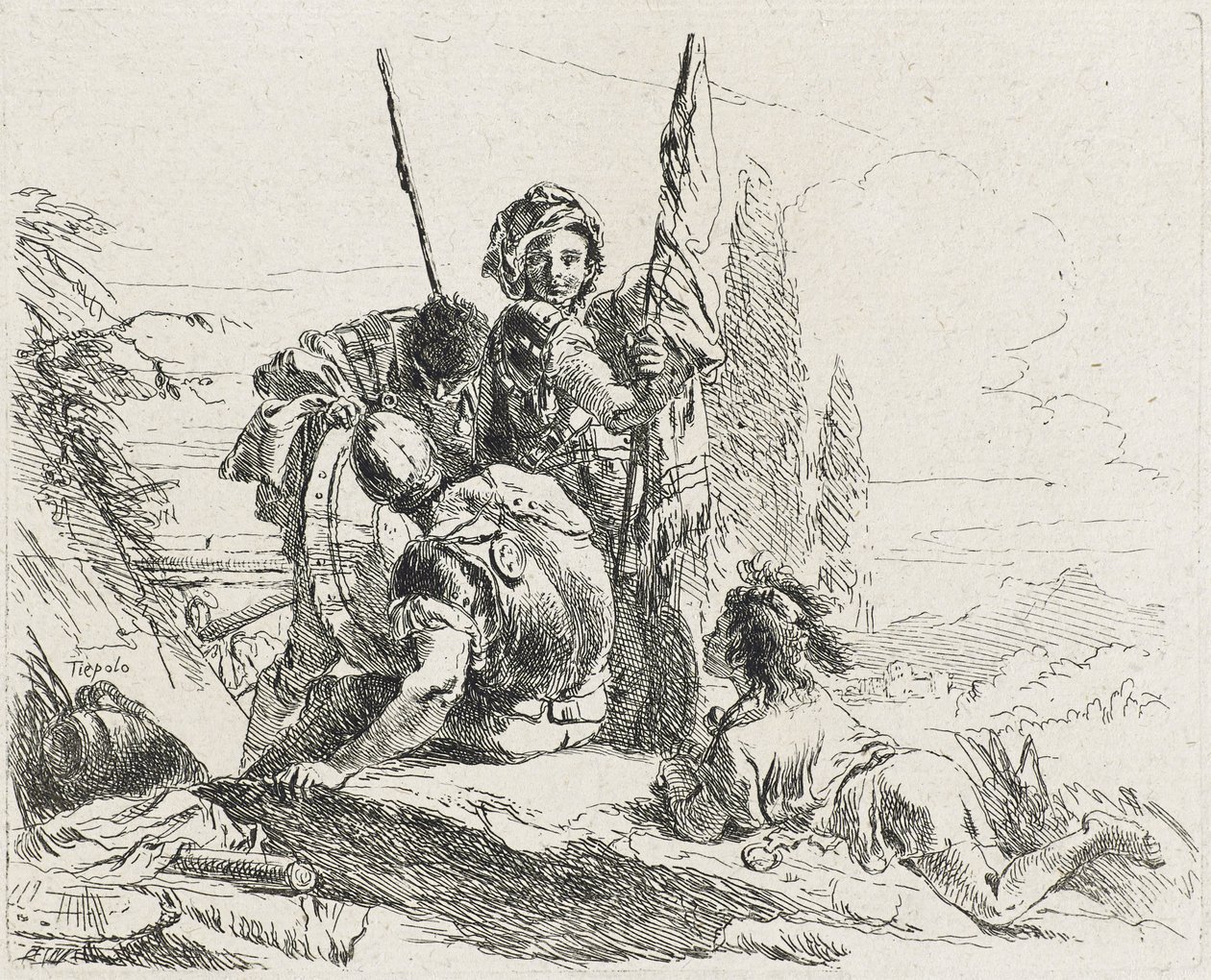 Three Soldiers and a Boy, 1749 by Giovanni Domenico Tiepolo