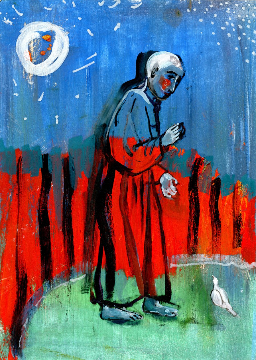 Feeding The Birds. After Giotto by Gigi Sudbury