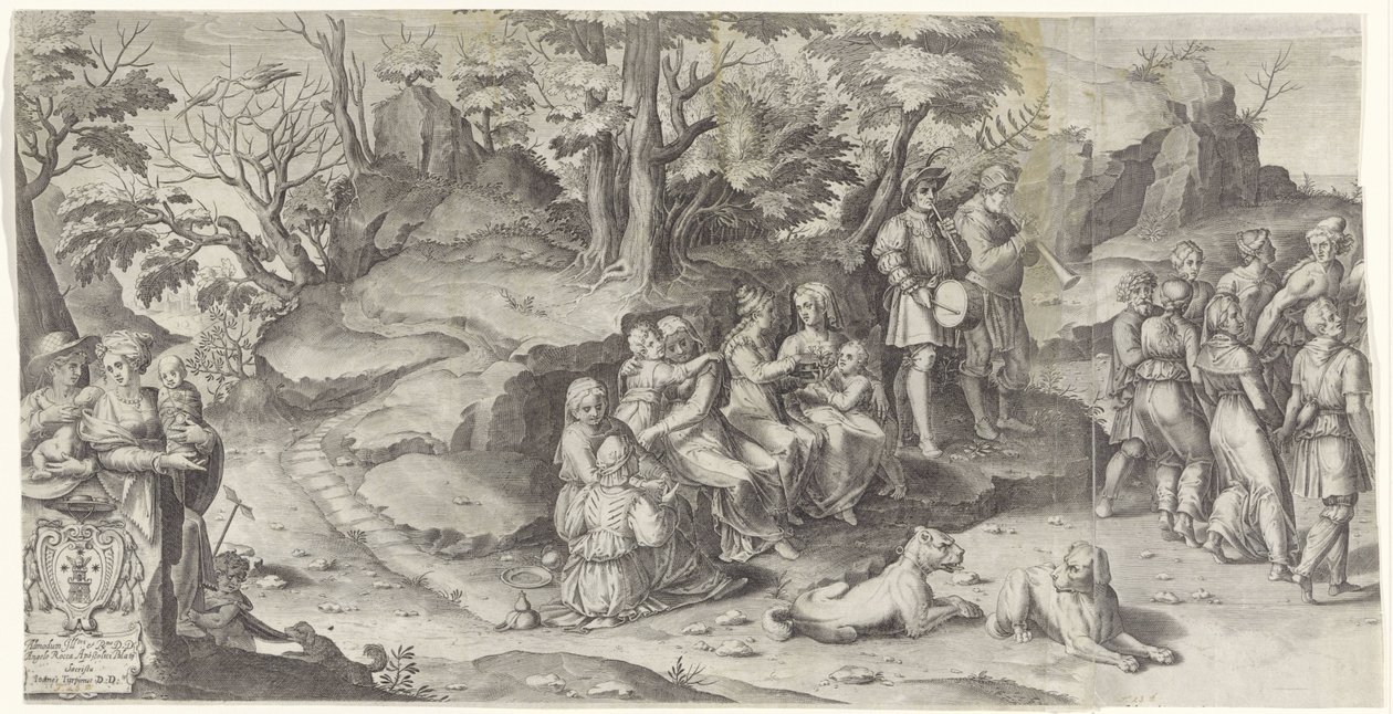Marriage of Isaac and Rebekah (Sheet 1) by Gijsbert Van Veen