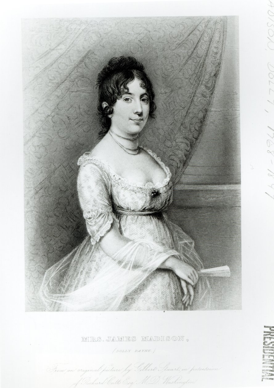 Mrs James Madison, Dolley Payne, c.1804-55 by Gilbert Stuart