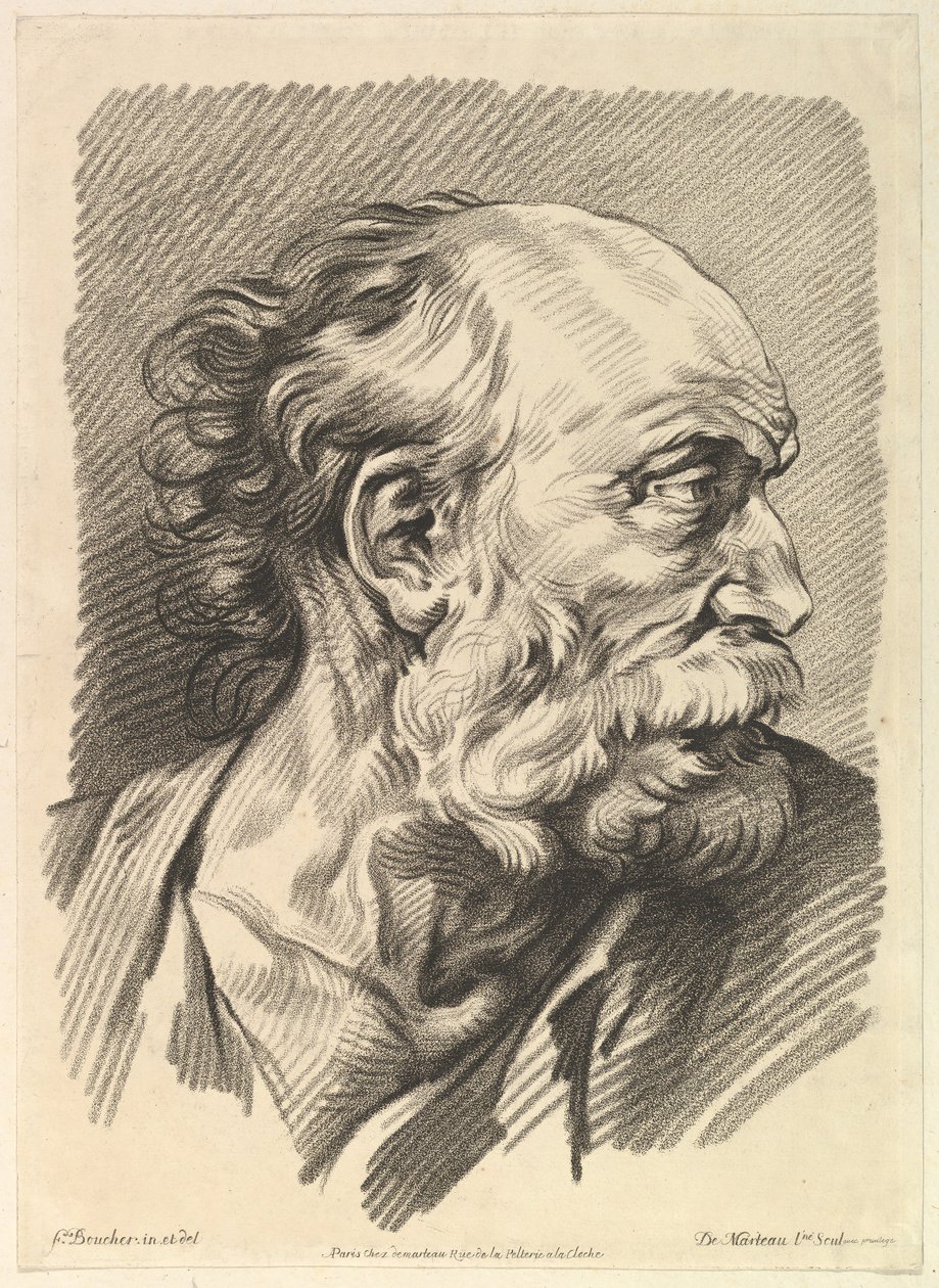 Head of a Man, mid-18th century by Gilles Demarteau