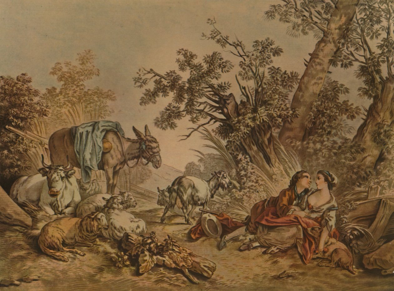 La Grande Pastorale, No. 602, Pastoral Scene by Gilles Demarteau