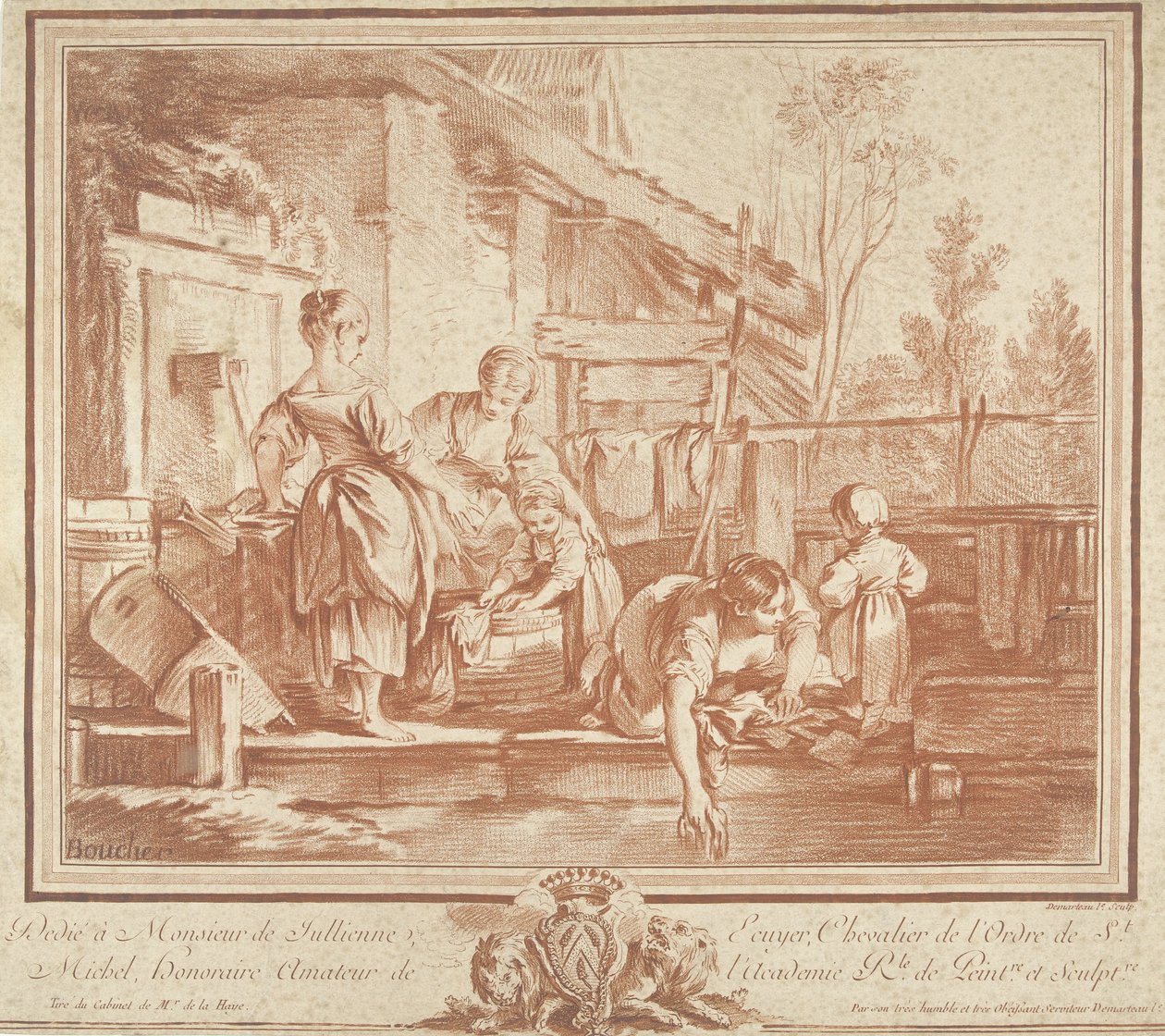 Washerwomen and Children by Gilles Demarteau