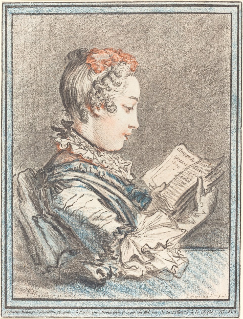 Young Girl Reading Héloise and Abélard, 1770 by Gilles Demarteau