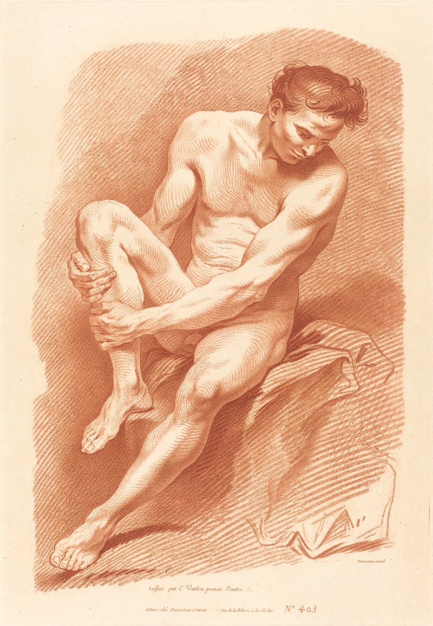 Academy by Gilles Demarteau, the Elder after Carle Van Loo