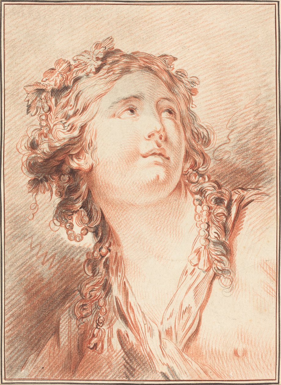 Head of a Young Woman by Gilles Demarteau, the Elder after Jean Baptiste Le Prince