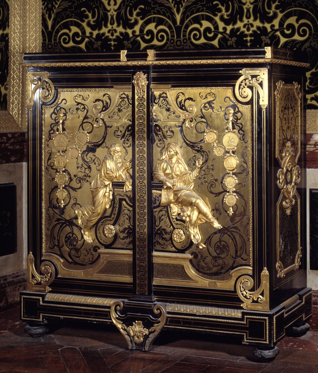 Furniture Regence Style: Cabinet with Coins Realized by Gilles Marie Oppenord (1672-1742) 18th Century Versailles, Musee du Chateau by Gilles Marie Oppenord