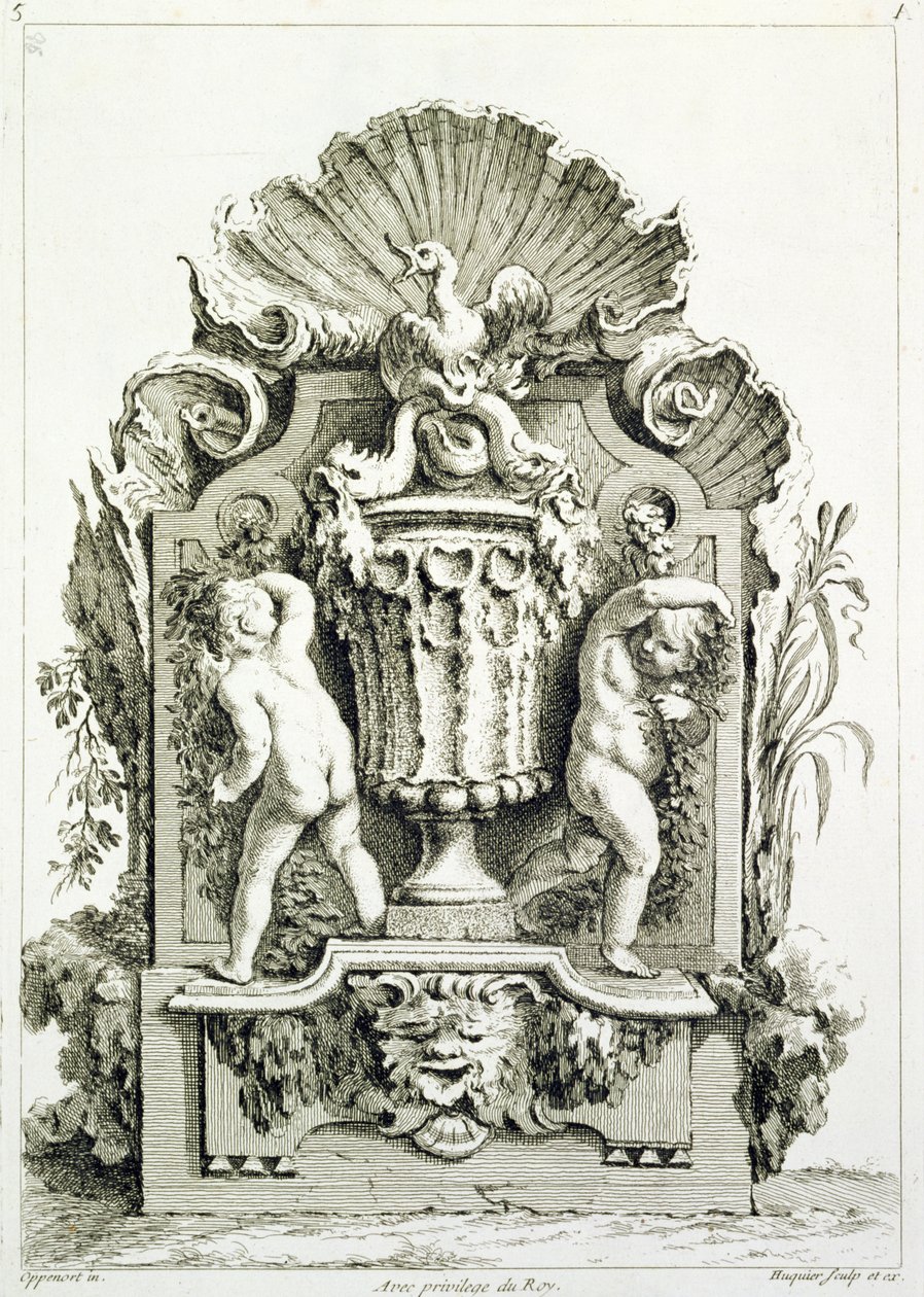 Plate of Designs, Engraved by Huquier by Gilles Marie Oppenord