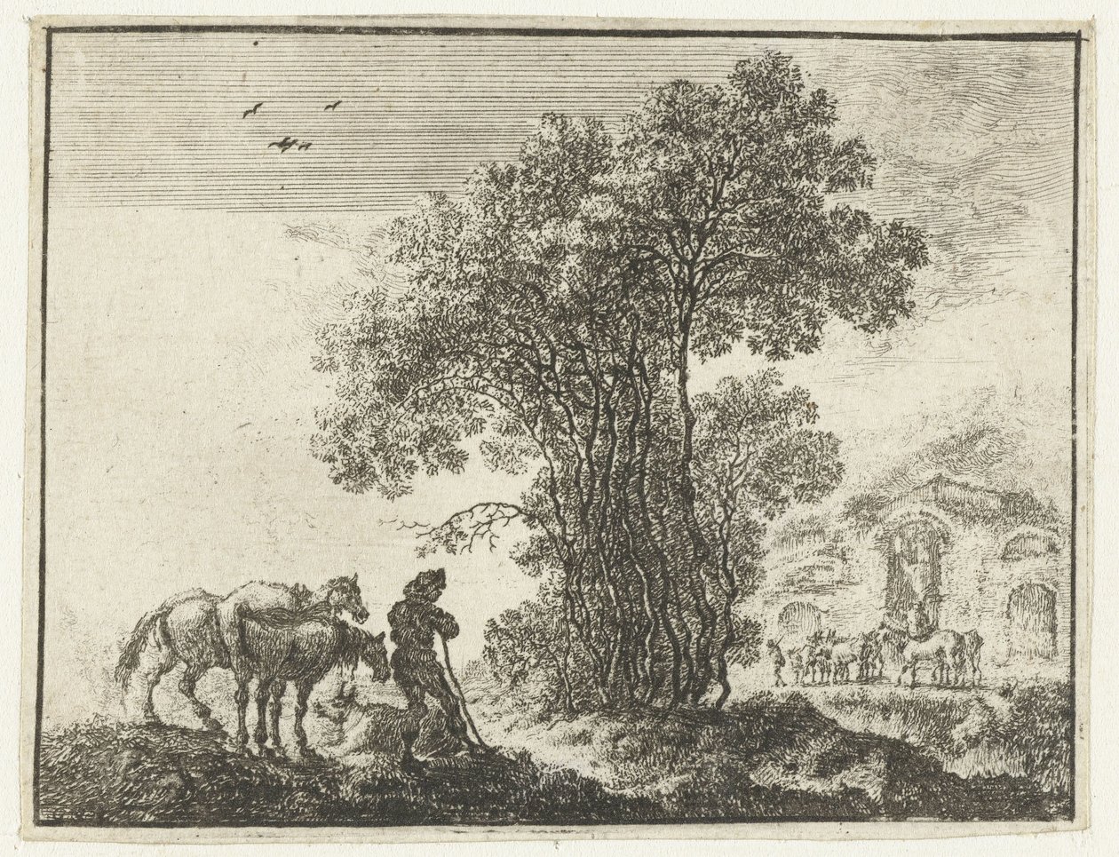 Landscape with a Farmer and Two Horses by Gilles Neyts