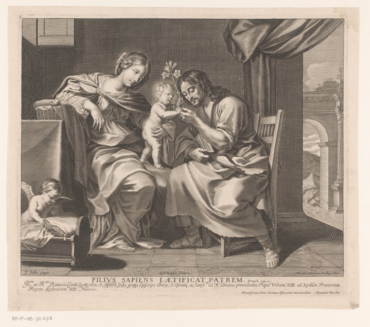 Holy Family and Angel Making a Cradle by Gilles Rousselet