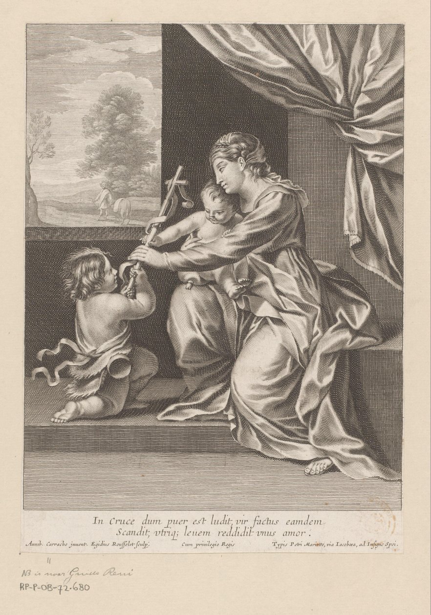 Mary with Child and John the Baptist Offering a Cross by Gilles Rousselet