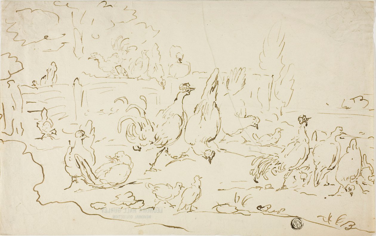 Chickens and Roosters in Yard by Gillis Claesz. de Hondecoeter