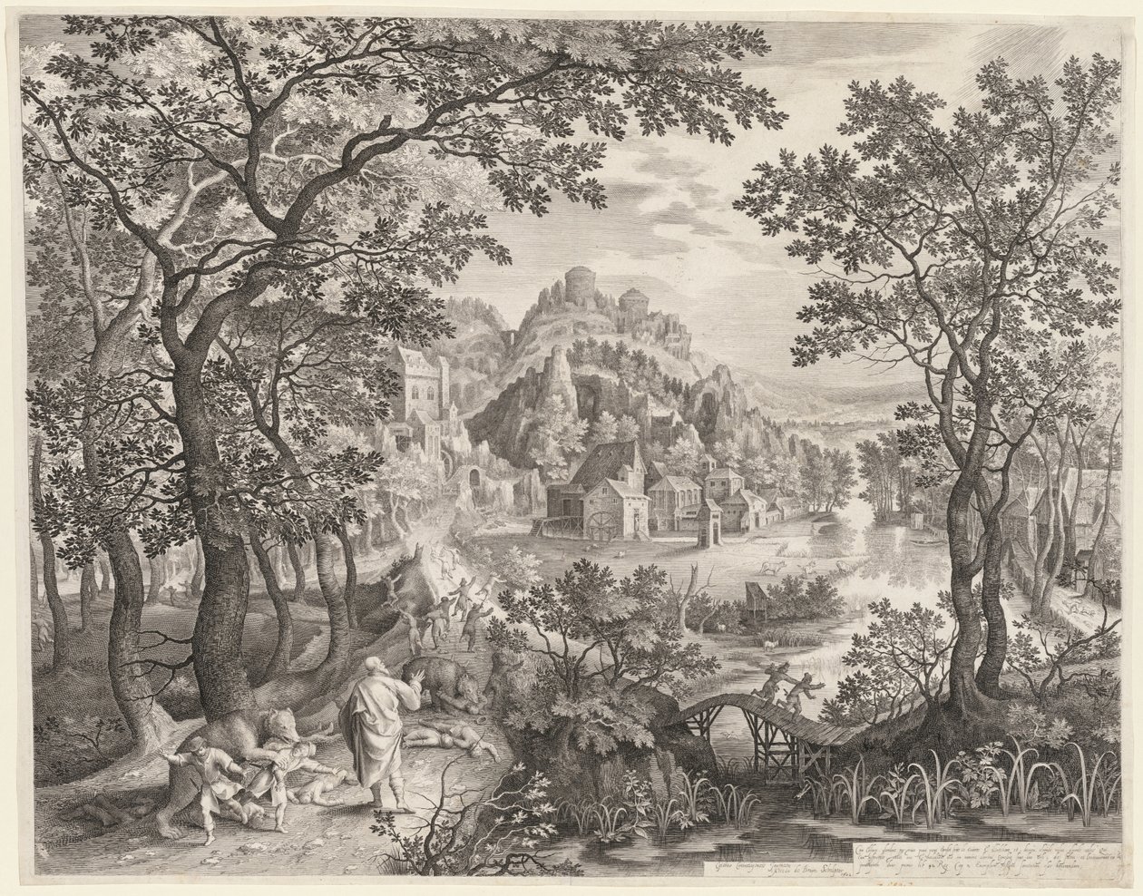 Elisha Cursing the Children of Bethel Who Are Being Devoured by the Bears by Gillis van Coninxloo