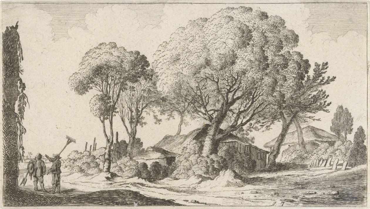 Farmhouses Among Trees (series title: Twelve Landscapes) by Gillis van Scheyndel (I)