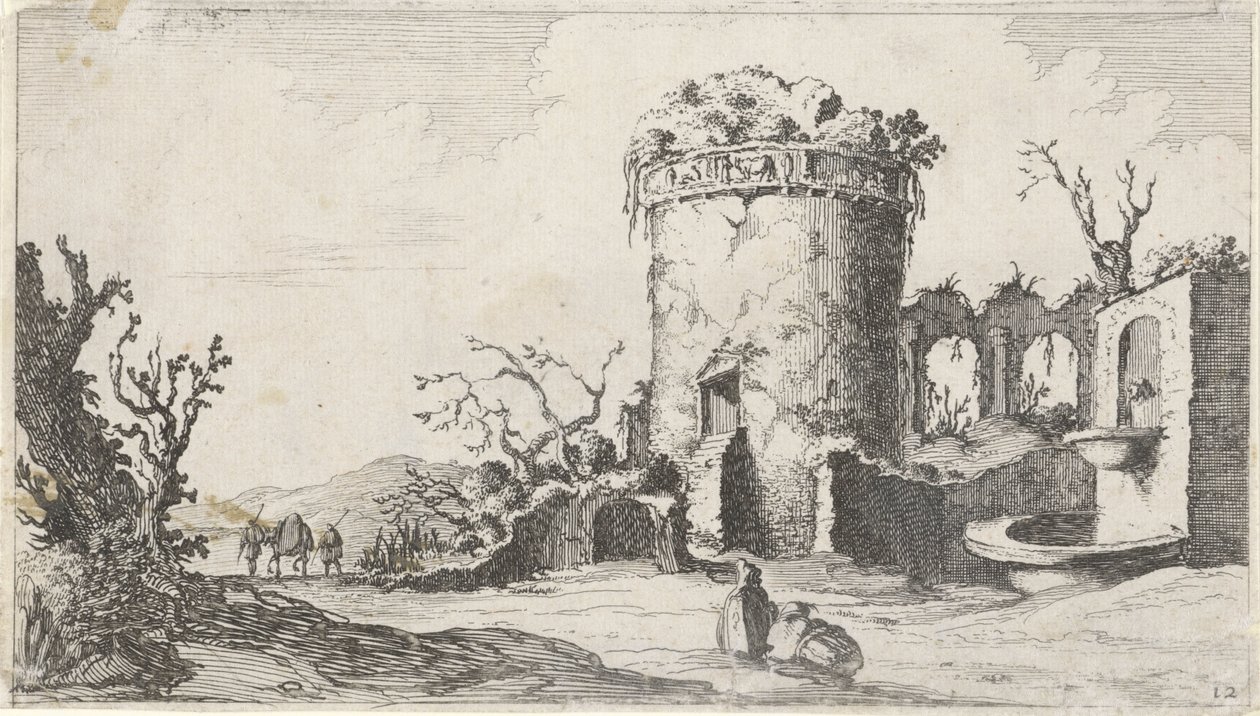 Fountain by Ruin with a Round Tower (Twelve Landscapes) by Gillis van Scheyndel (I)