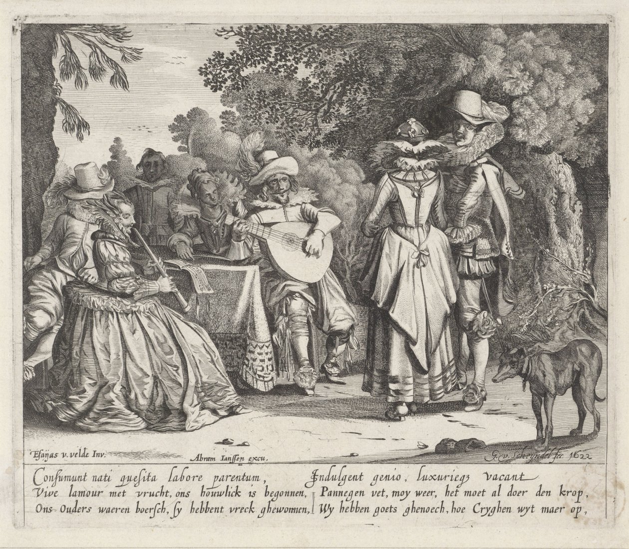 Elegant Company Making Music Outdoors by Gillis van Scheyndel (I)
