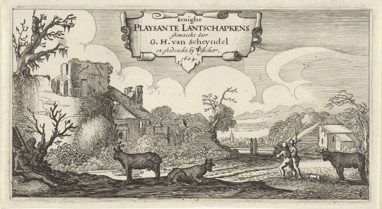 Title Page of Twelve Landscapes with Figures (series title: Twelve Landscapes with Figures) by Gillis van Scheyndel (I)