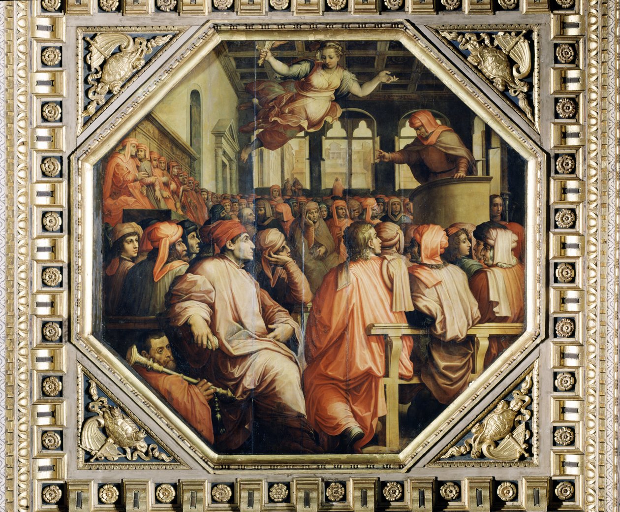 Prayer of Antonio Giacomini for the War with Pisa (from the ceiling of the Salone dei Cinquecento) by Giorgio Vasari