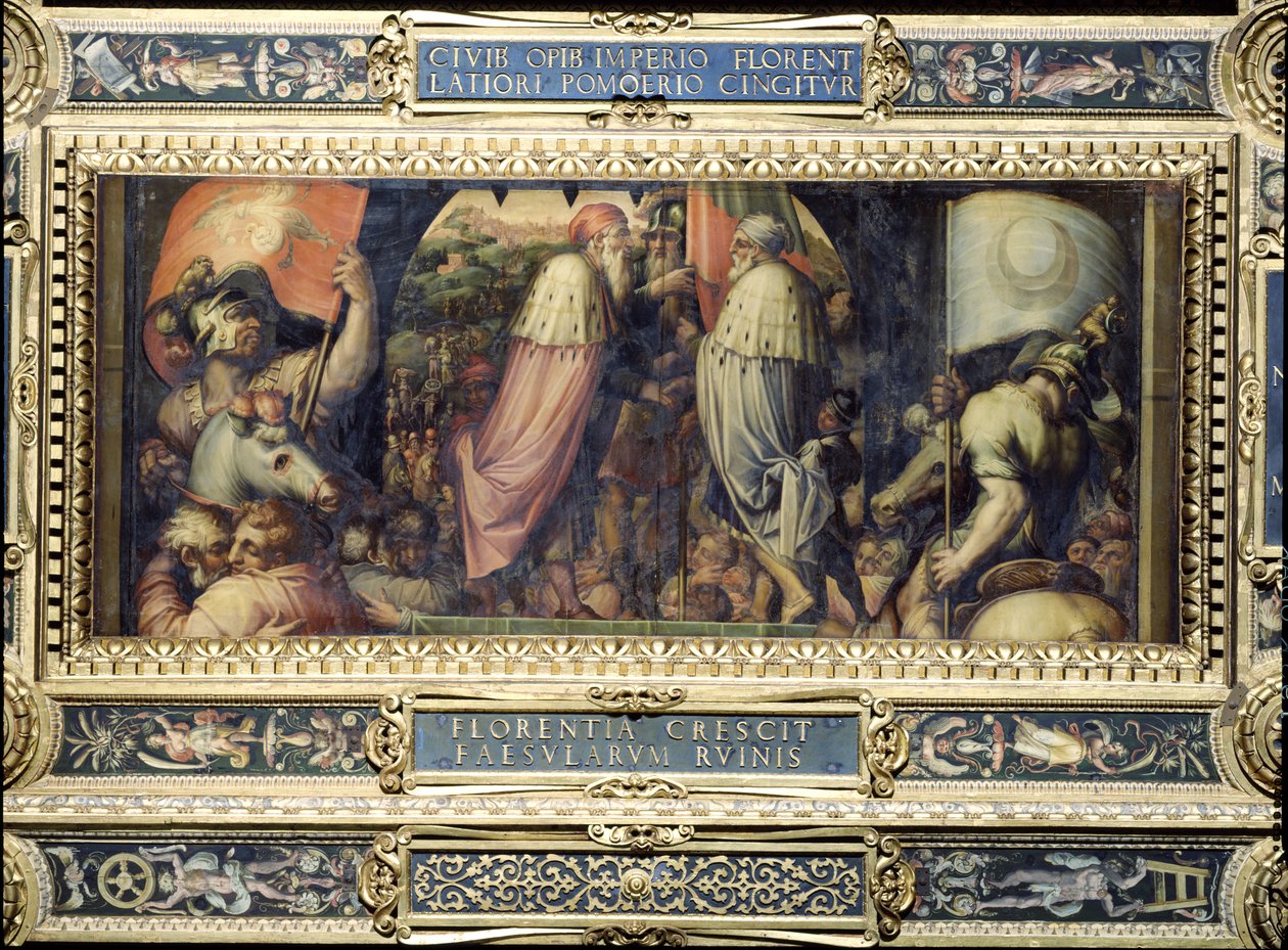The Union of Florence and Fiesole from the ceiling of the Salone dei Cinquecento, 1565 by Giorgio Vasari