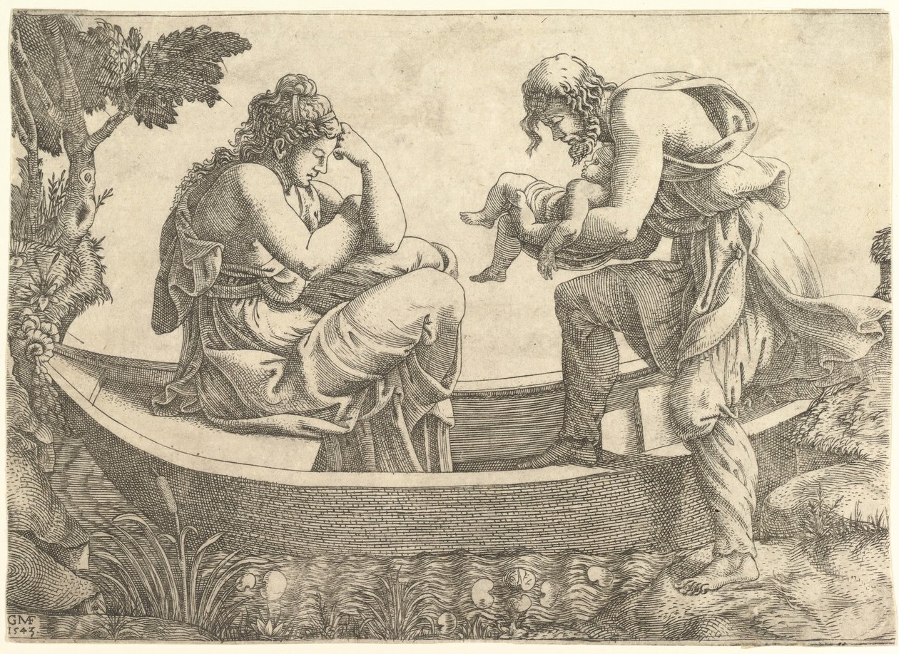 Danae and the infant Perseus cast out to sea by Acrisius by Giorgio Ghisi