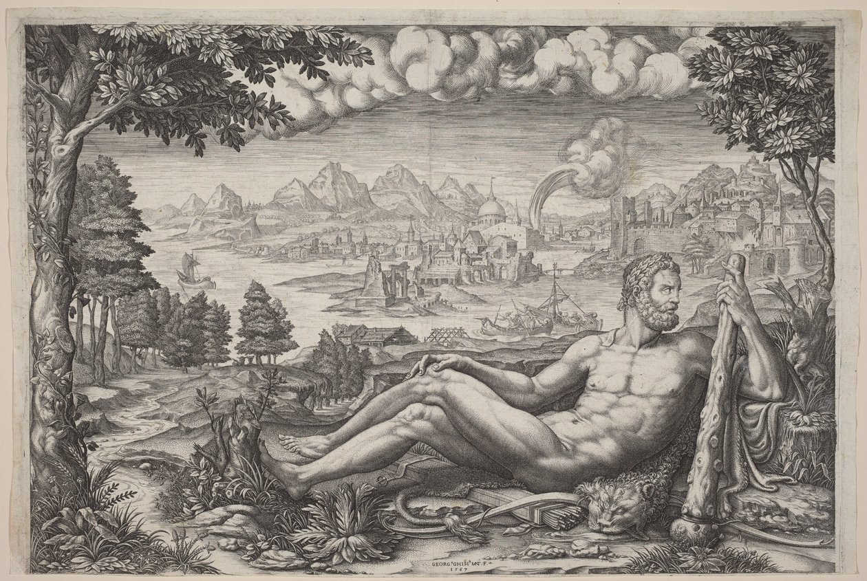 Hercules Resting from His Labors by Giorgio Ghisi