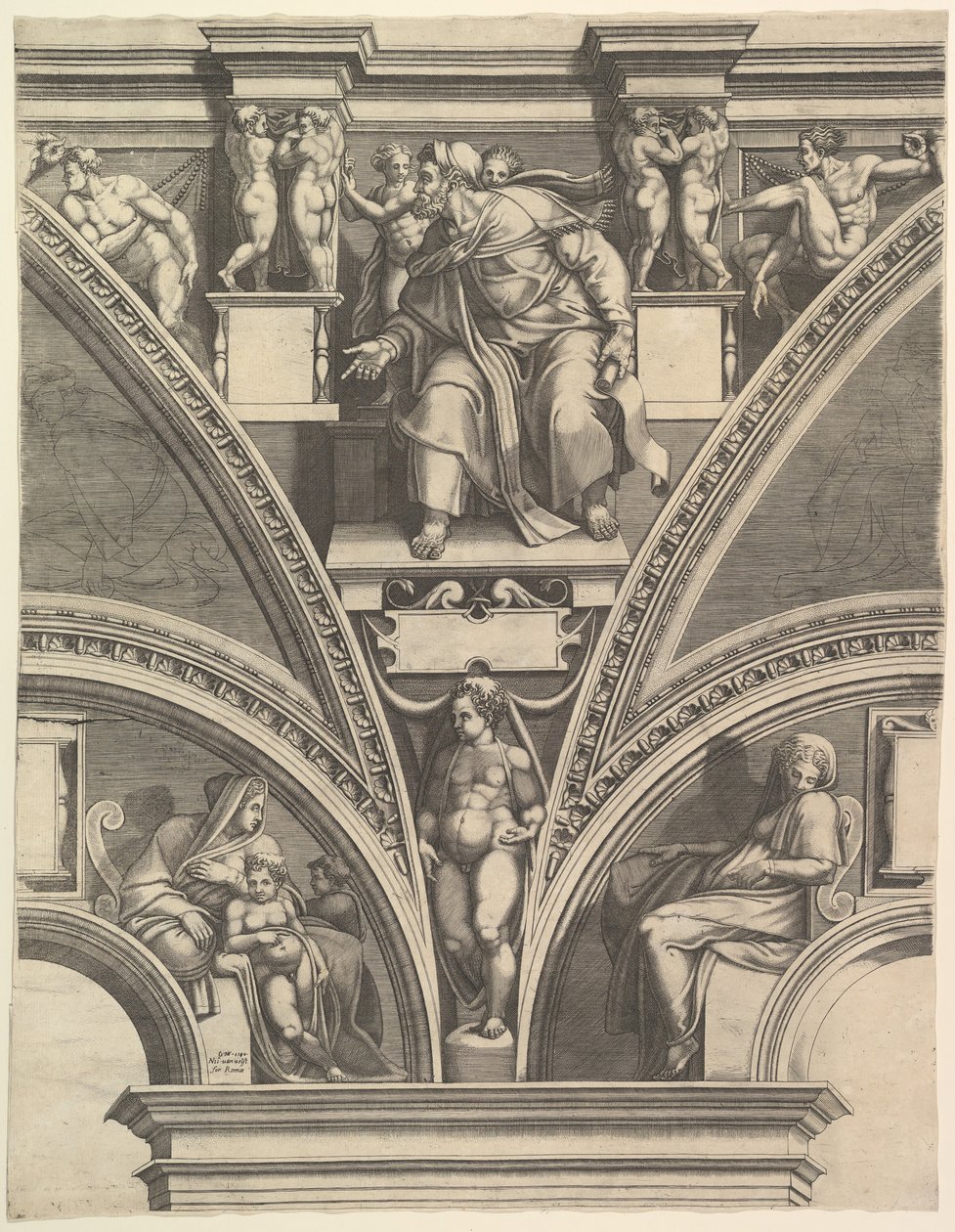 The Prophet Ezekiel, from the series of Prophets and Sibyls in the Sistine Chapel by Giorgio Ghisi