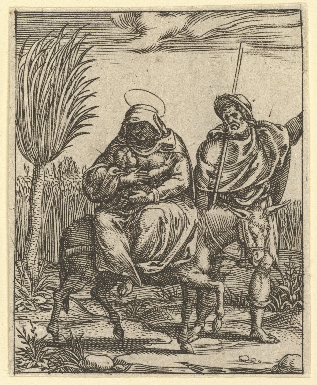 The Virgin of Sorrows: The Flight into Egypt, one of nine surrounding compartments by Giorgio Ghisi