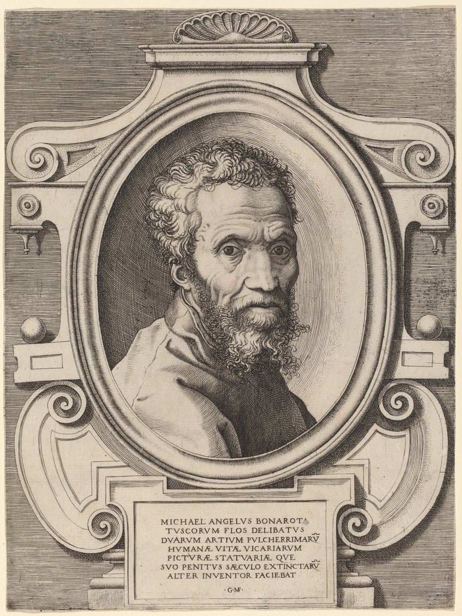 Michelangelo Buonarroti by Giorgio Ghisi, after Marcello Venusti