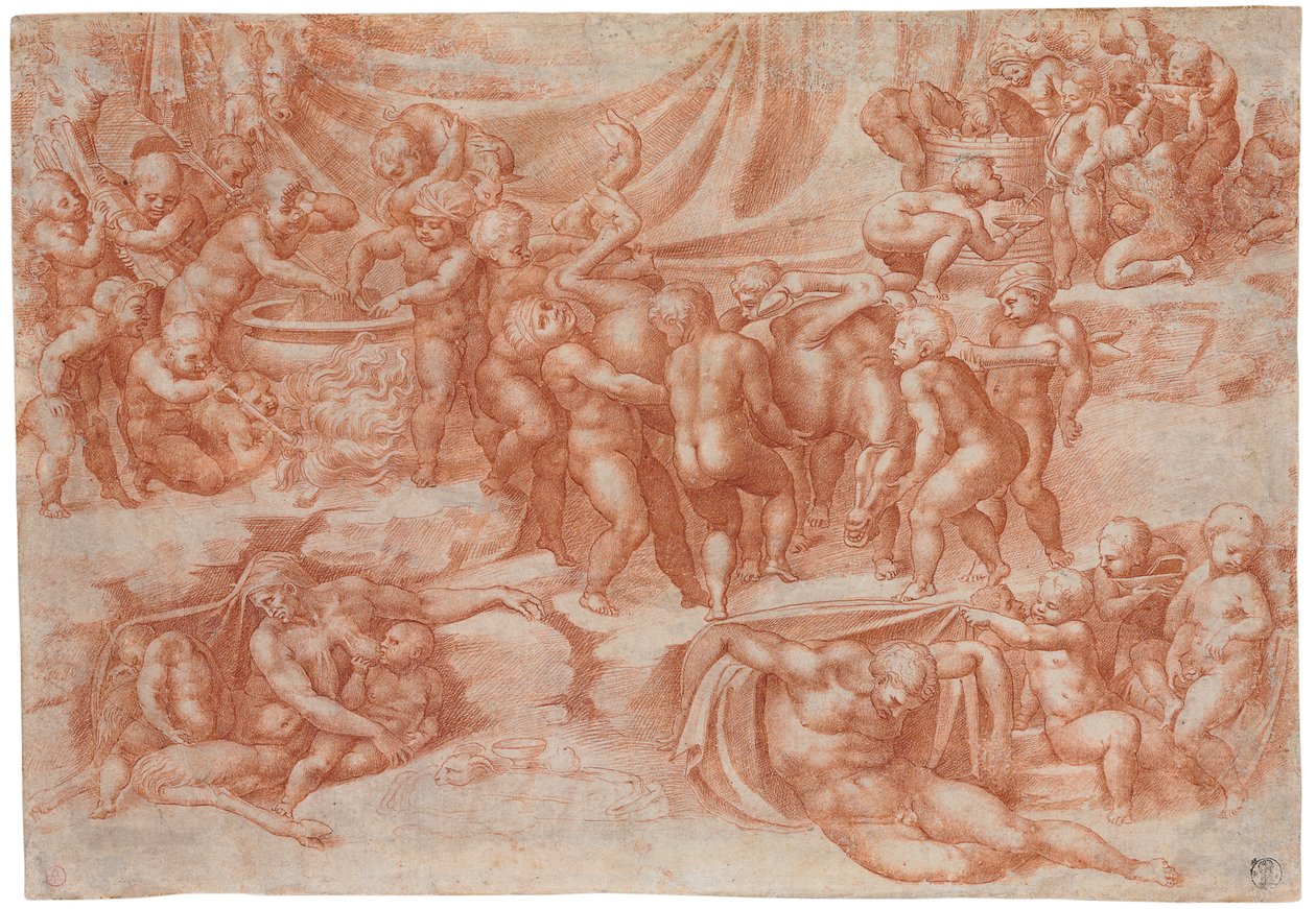 A Bacchanal of Children, After Michelangelo by Giorgio Giulio Clovio