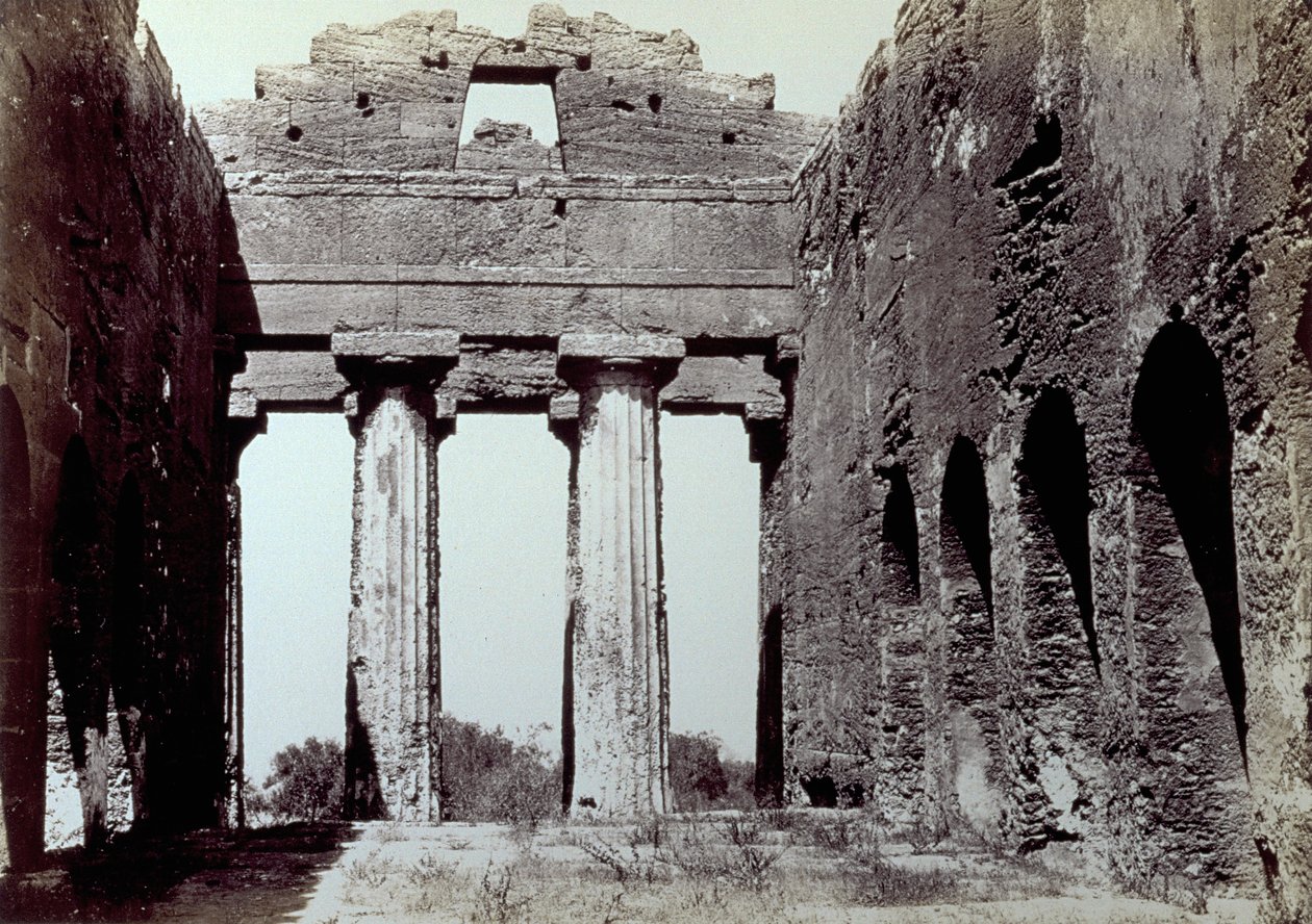 Interior of the Temple of the Concordia in the Valley of the Temples in Agrigento by Giorgio Sommer