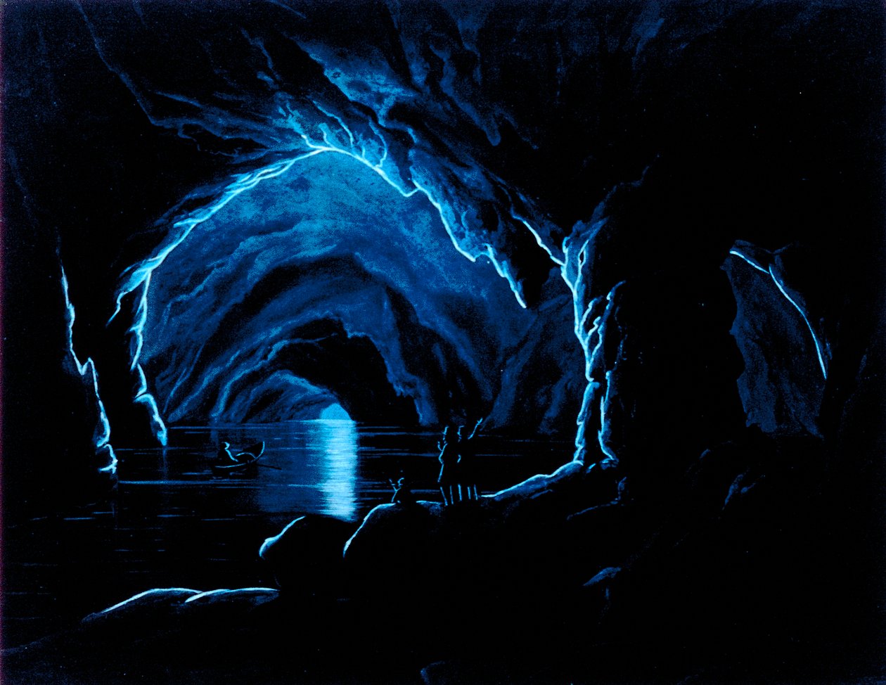 Reproduction of an engraving of the Blue Grotto on the Island of Capri by Giorgio Sommer