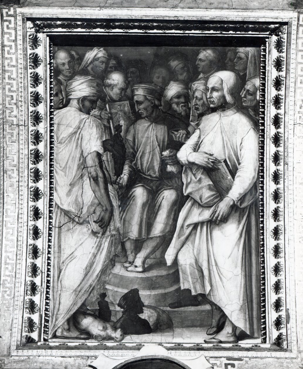 Cosimo de Medici seated among philosophers and artists in the Sala di Cosimo il Vecchio by Giorgio Vasari