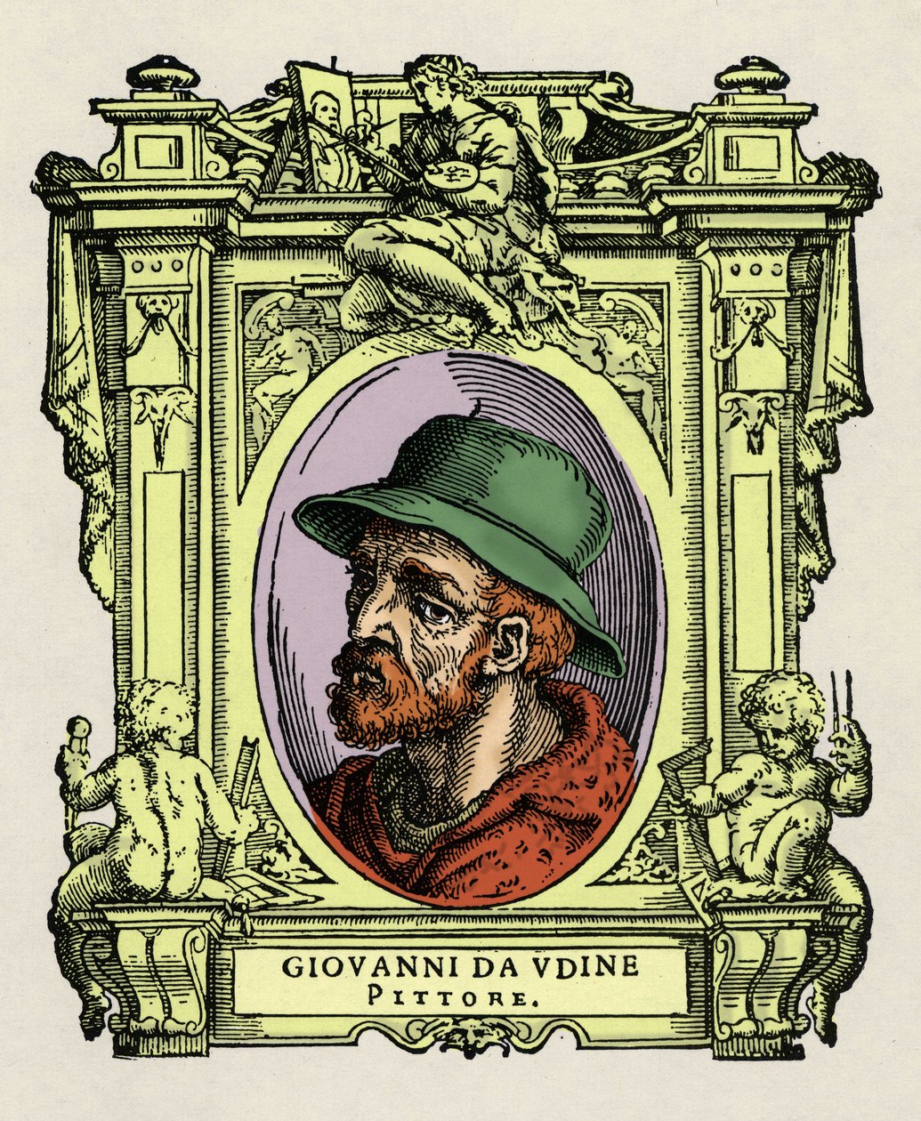 Portrait of Giovanni da Udine (Giovanni Nanni) (1487-1564). Italian painter and architect. Engraving of the treatise "Lives of the most excellent painters, sculptors and architects" (Le Vite de