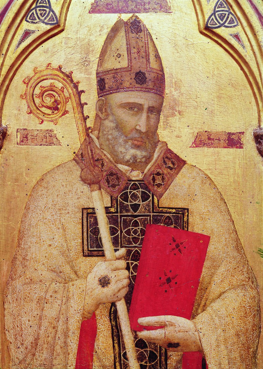 St. Nicholas, far left panel of the Badia Altarpiece (detail) by Giotto di Bondone