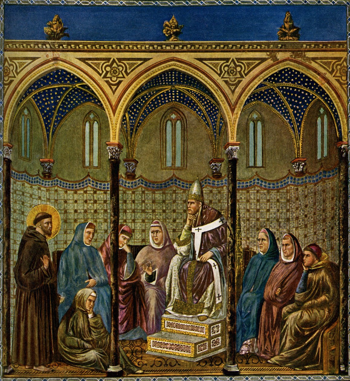 Saint Francis of Assisi Preaches to Pope Honorius III by Giotto di Bondone
