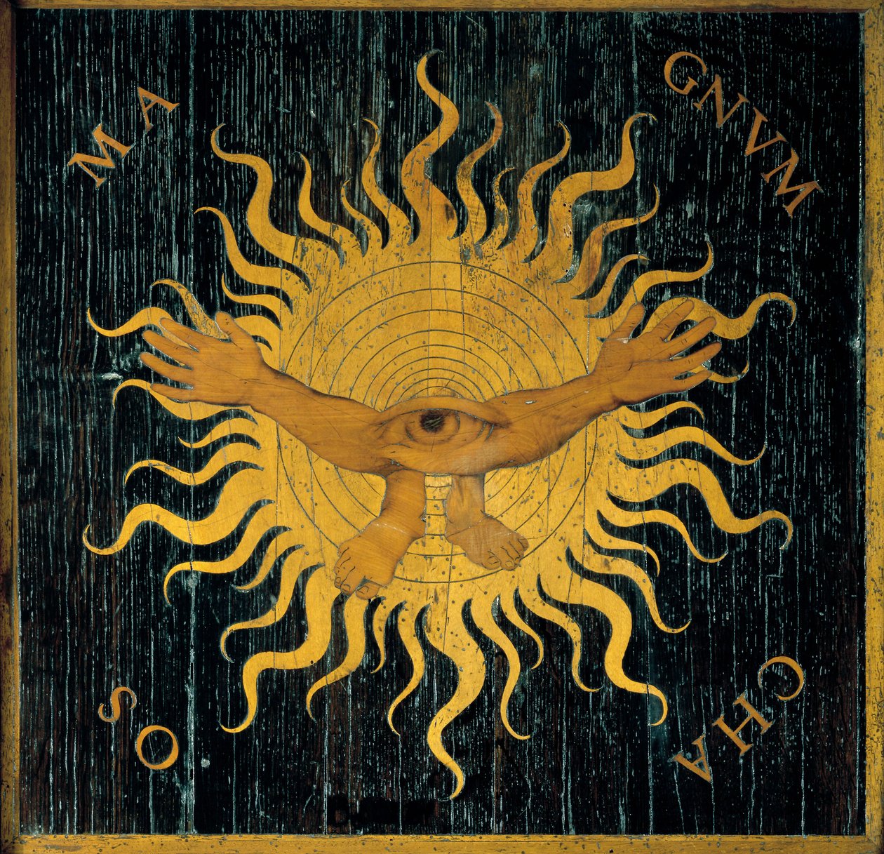 Representation of Magnum Chaos (before the Creation took place): wood marquetry by Giovan Francesco Capoferri 16th century - Church of Santa Maria Maggiore, Bergamo by Giovan Francesco Capoferri