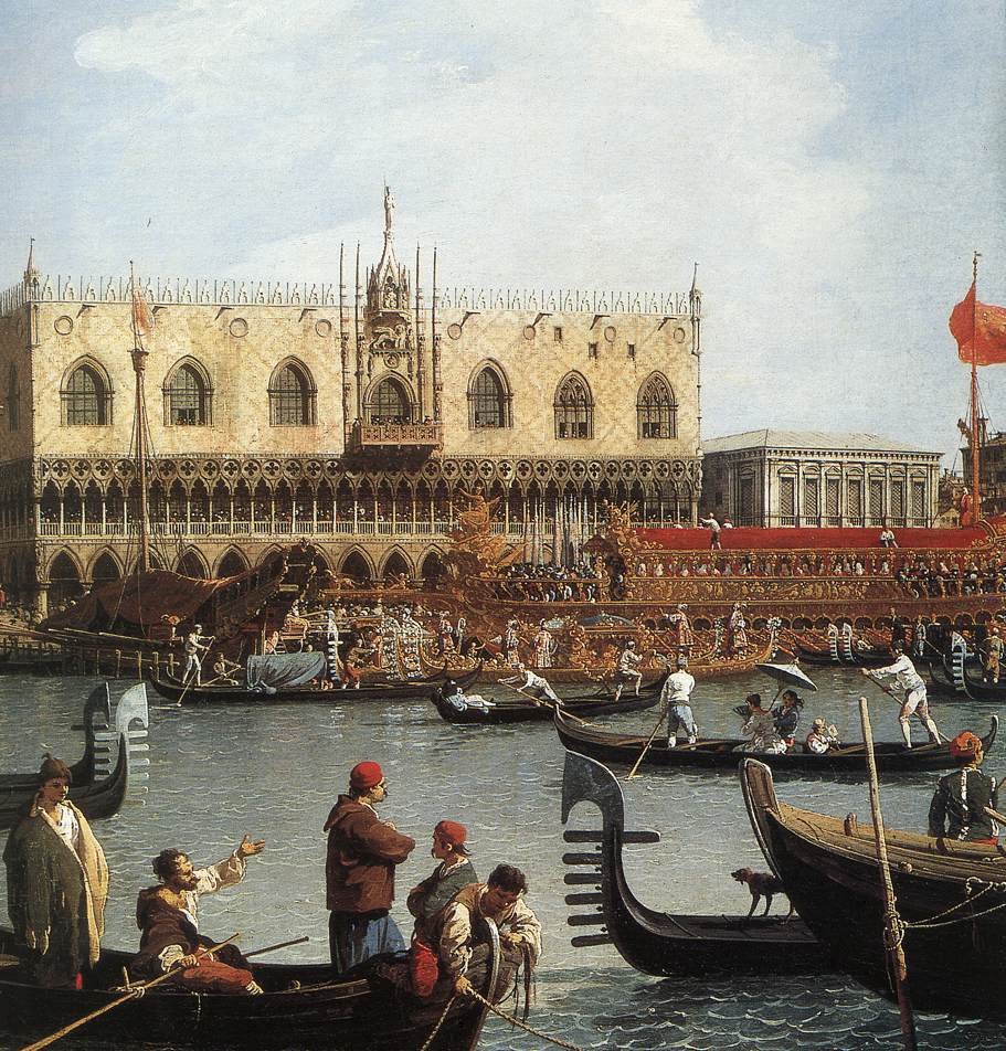 Return of the Bucentaur to the Molo on Ascension Day (detail) by Giovanni Antonio Canal
