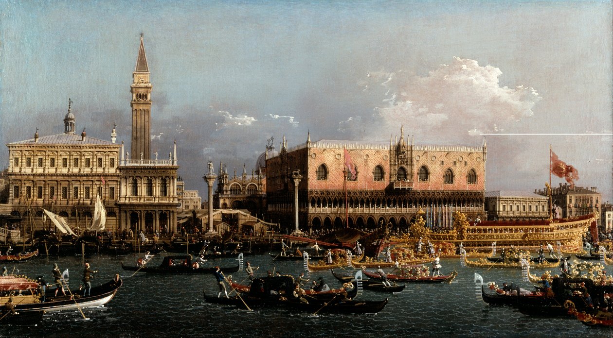 The Bucintoro at the Molo on Ascension Day by Giovanni Antonio Canal