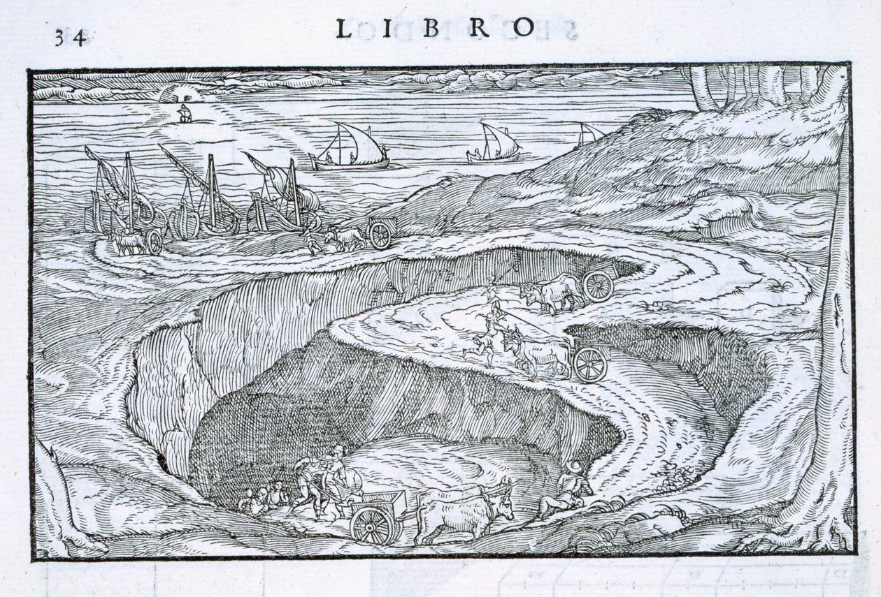 Moving building material from the quarry onto ships, from 