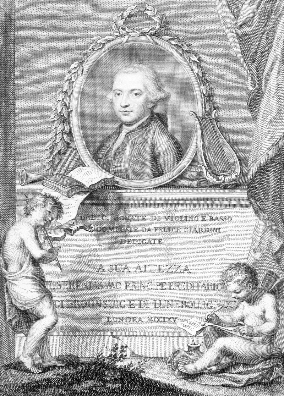 Sheet Music Cover with a portrait of Felice Giardini, engraved by Francesco Bartolozzi by Giovanni Battista Cipriani