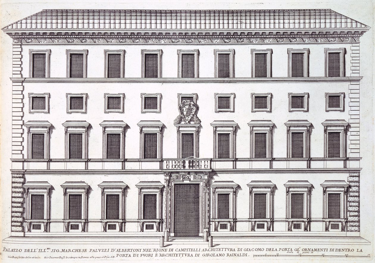 View of the facade of Palazzo Marchese, Rome by Giovanni Battista Falda