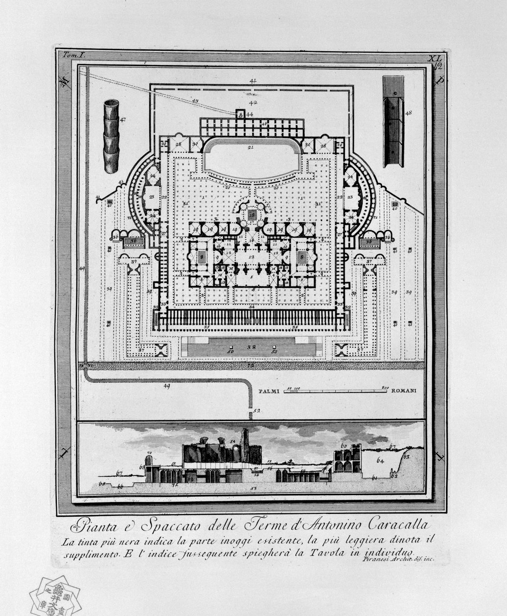 Plan of the Baths of Caracalla (Rome) by Giovanni Battista Piranesi
