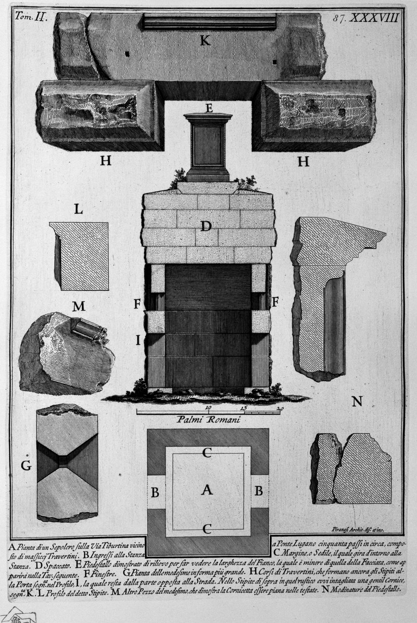 Tomb on the Via Tiburtina near Ponte Lugano by Giovanni Battista Piranesi